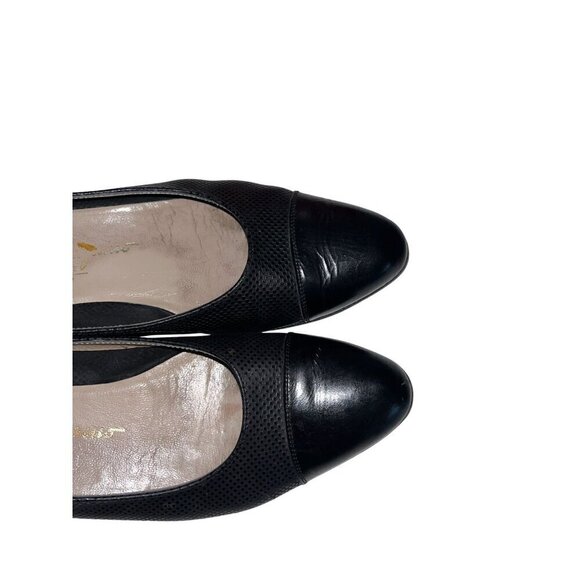 Vintage Salvatore Ferragamo Black Leather Pumps Size 7.5 Y2K - Picture 6 of 10